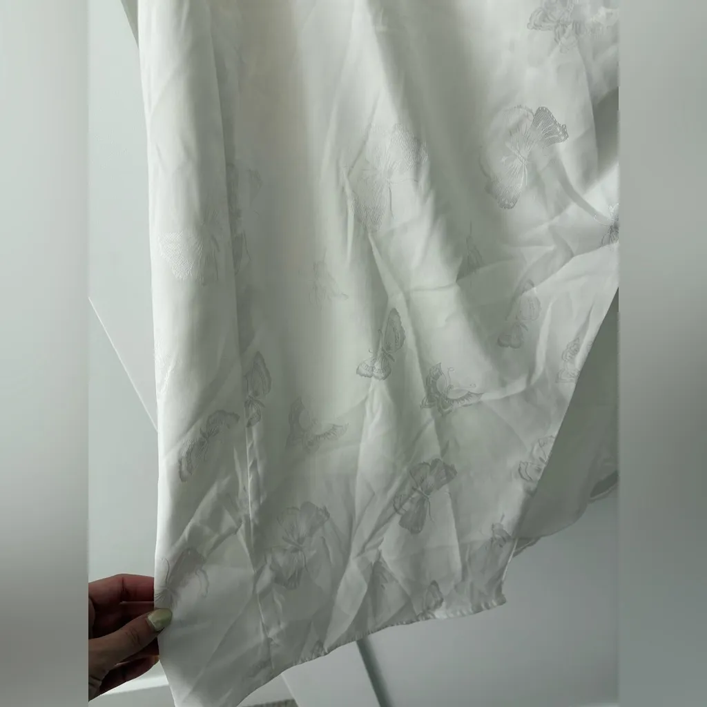 Lulu’s Wishing on Love White Satin Butterfly Jacquard Tie - Image 6