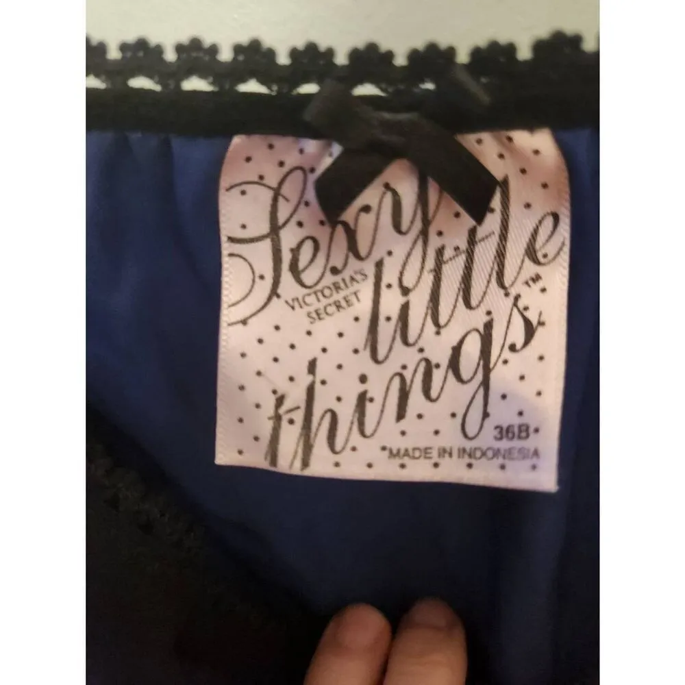 Victoria's Secret Size 36B Black Push Up Bustier Black Blue Sexy Little Things - Image 2