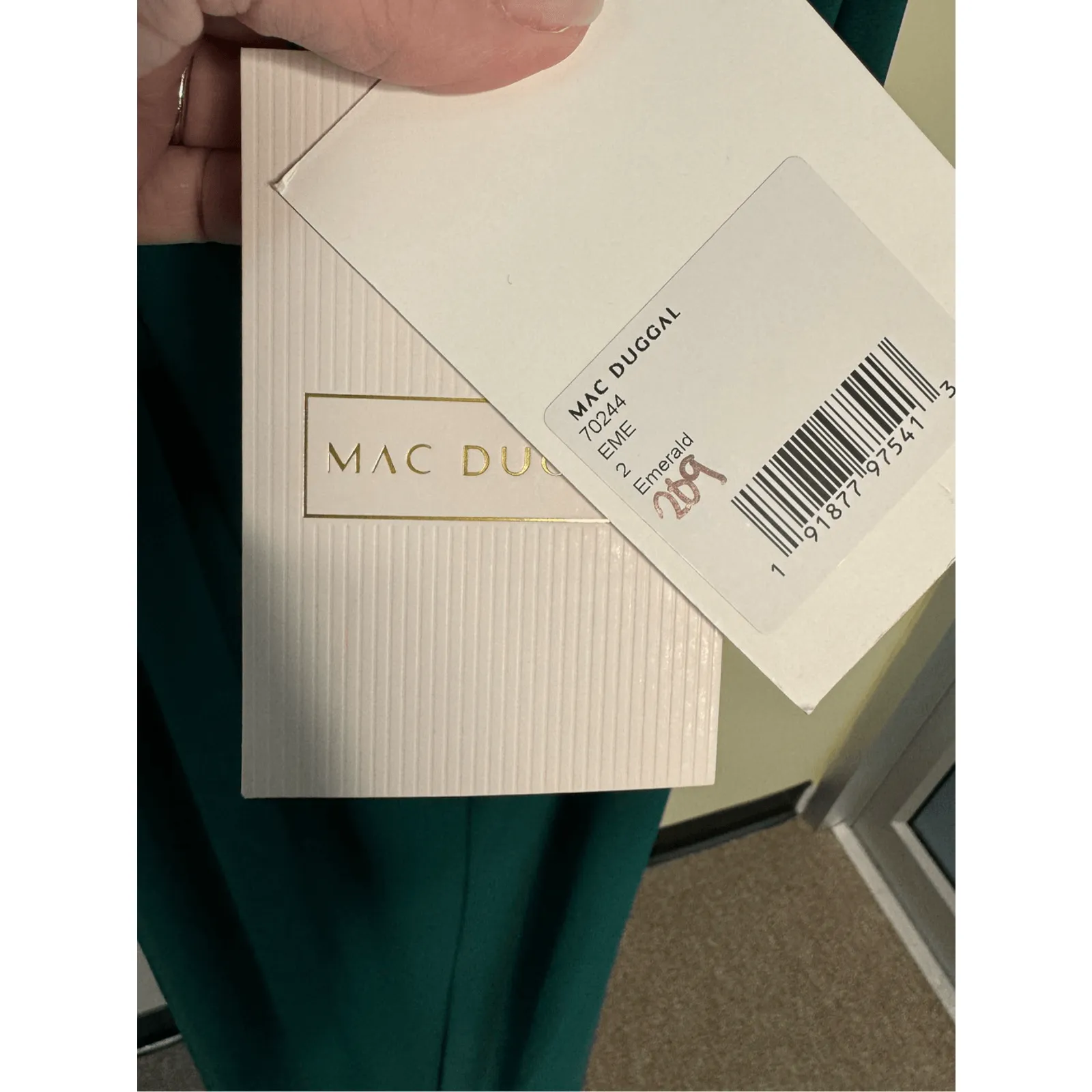 Mac Duggal NWT One Shoulder Cut Out Jersey Gown in Emerald Size 2 - Image 5