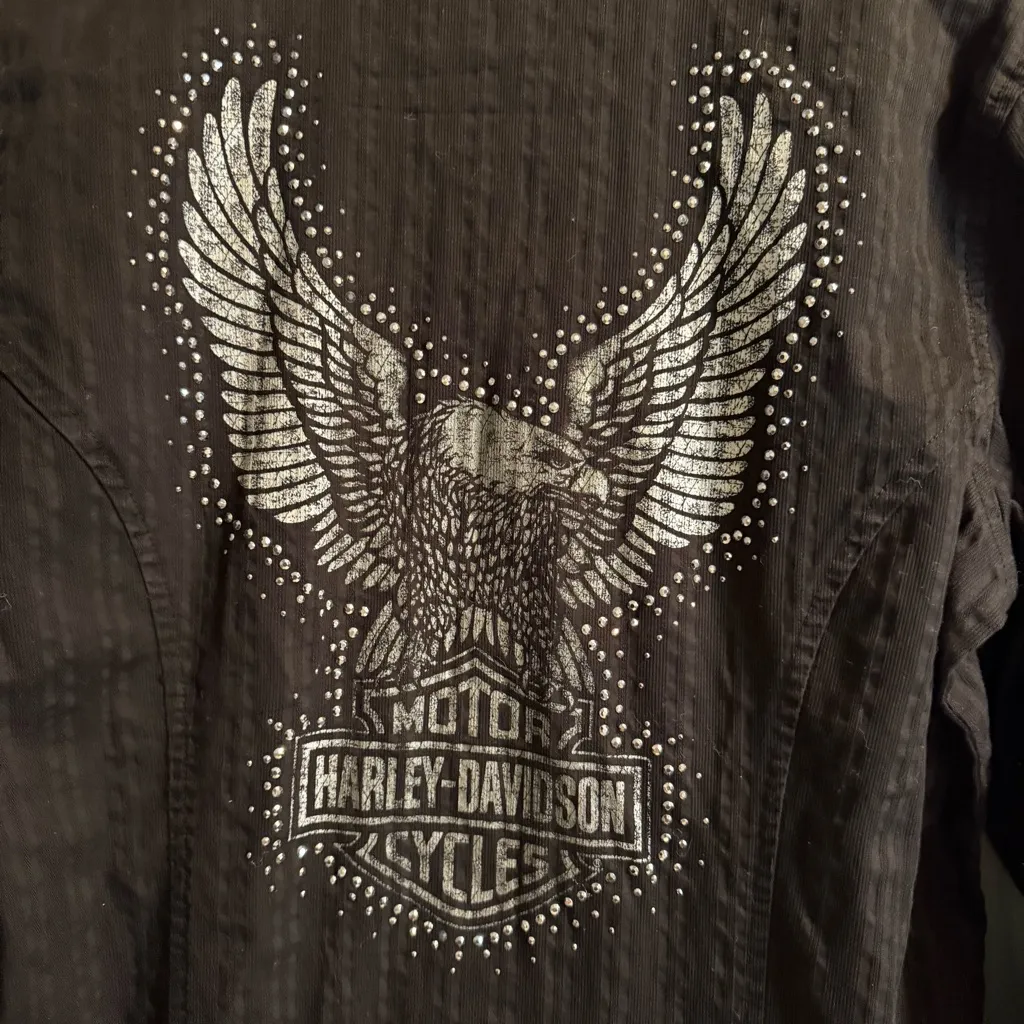 Harley Davidson Women’s Long Sleeve Button Down Riding Shirt Black Size L - Image 7