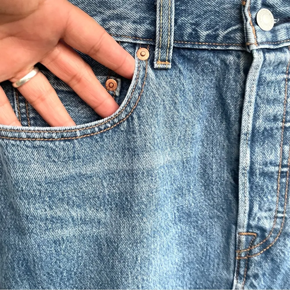 Levi’s Womens Denim Jean Skirt Pencil Blue Jean Front Slit Casual Size 28 - Image 6