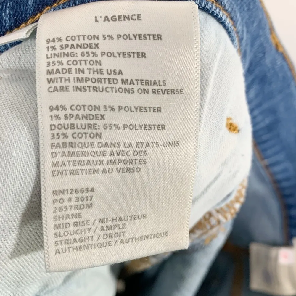 L'Agence Womens Shane Blue Mid Rise Slouchy Denim Straight Leg Jeans - Image 10