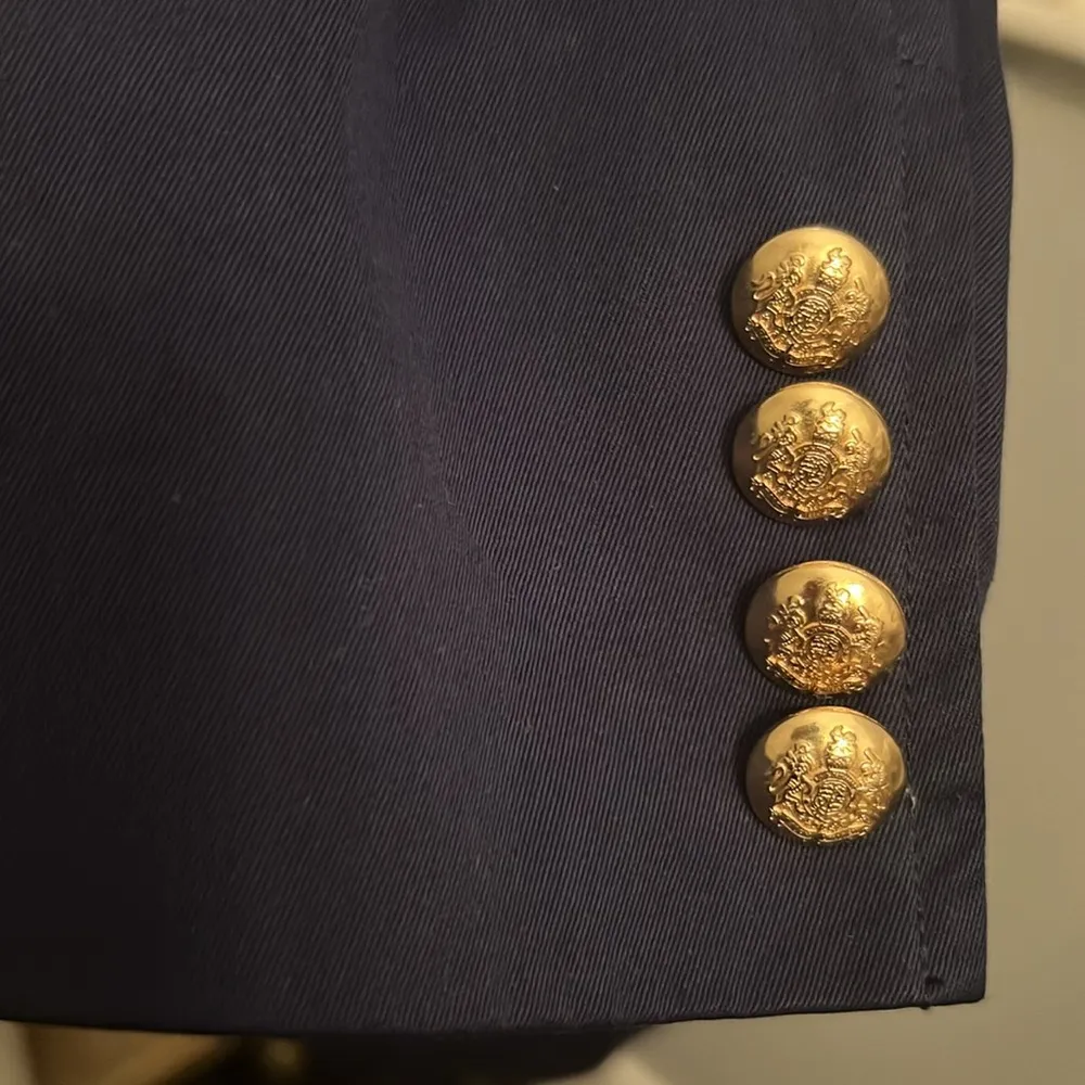 Lauren  cotton blend Blazer Logo Chest Pocket navy blue size Large - Image 6