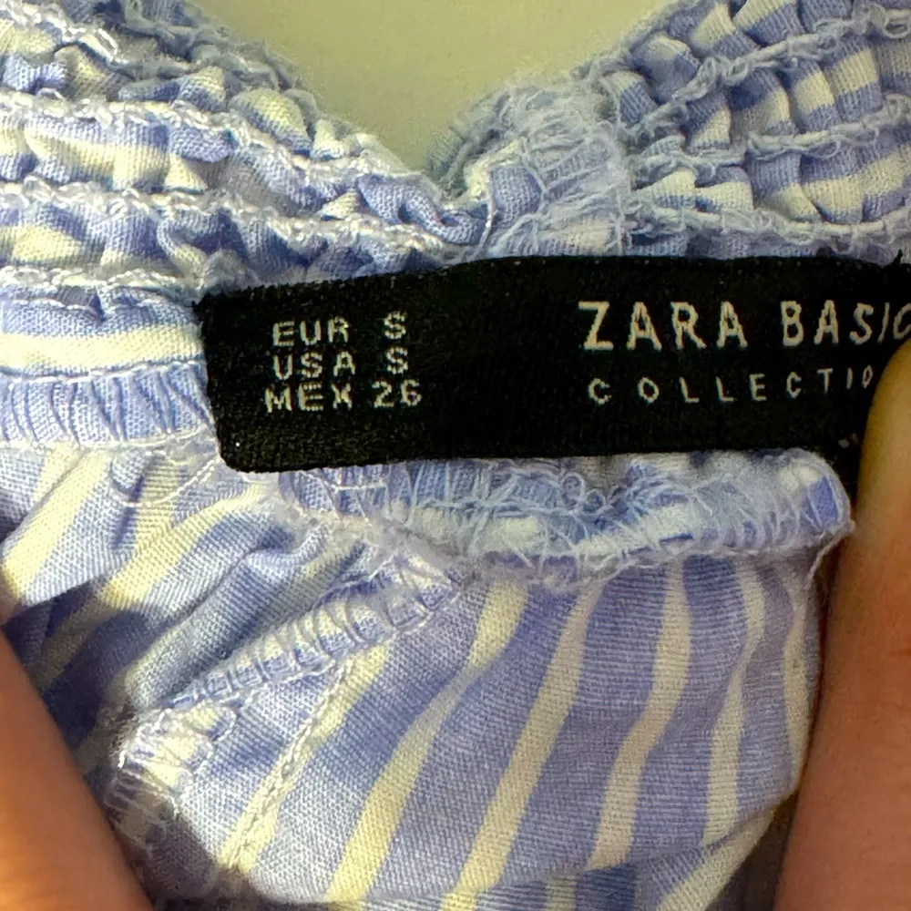 Zara Basic Striped Ruched Off Shoulder crop top Blue Size S - Image 8