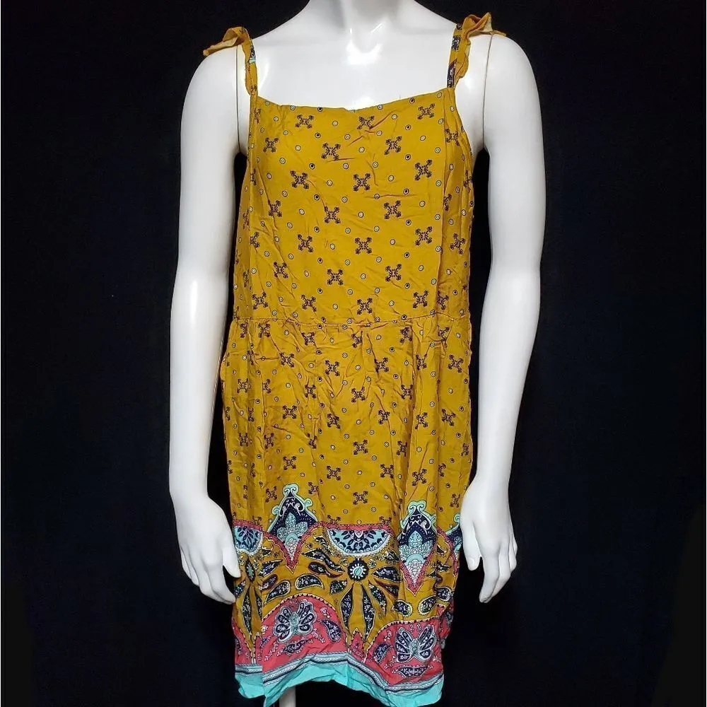 Shein Burnt Yellow Patterned Bohemian Dress (S) - Image 7
