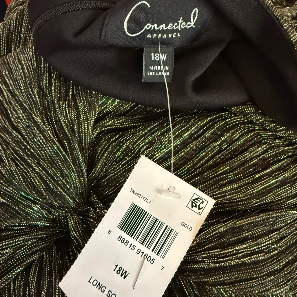 Connected Apparel Women's Twist-Front Sleeveless Gown Gold Metallic Sz 18W - Image 7