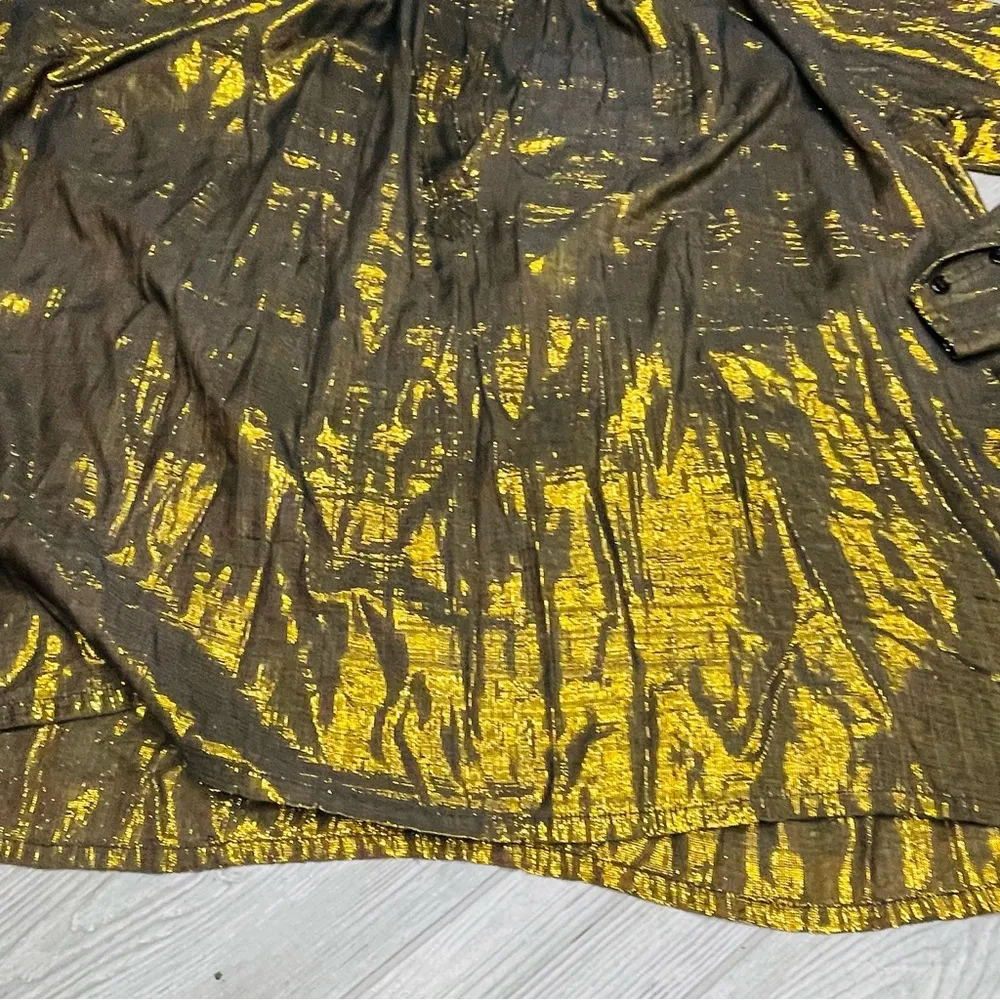 Vintage 1960s Karavan glitter gold long sleeve v neck shirt size large - Image 3