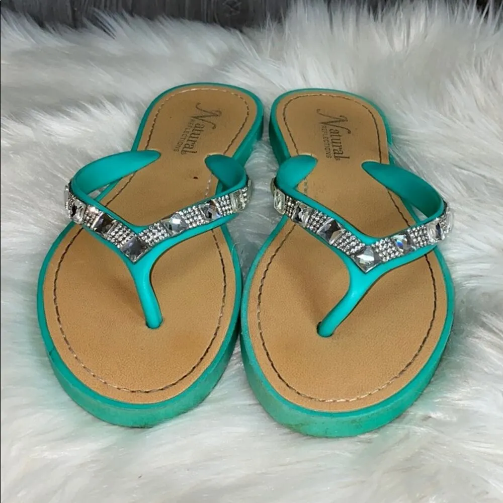 Natural Reflections Mint Jewel Rhinestone Sandals - Image 2