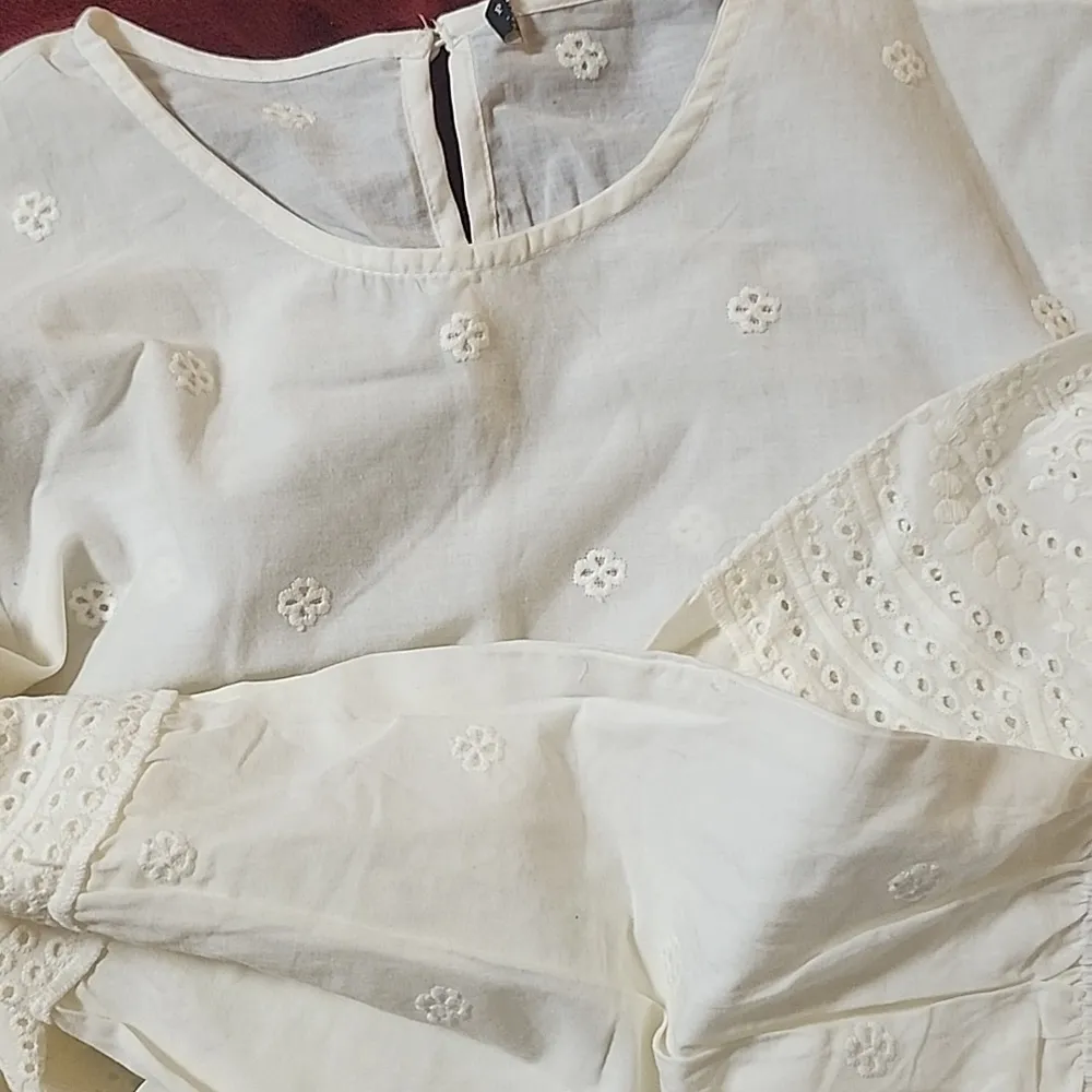 Peruvian connection Francoise Blouse in Ivory Size 6 - Image 7