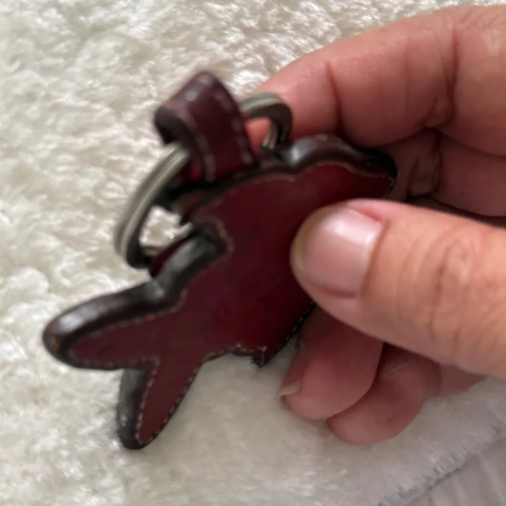 COACH KOI FISH Rust Bronze Metallic Leather Keychain Bag Charm Key Ring - Image 5