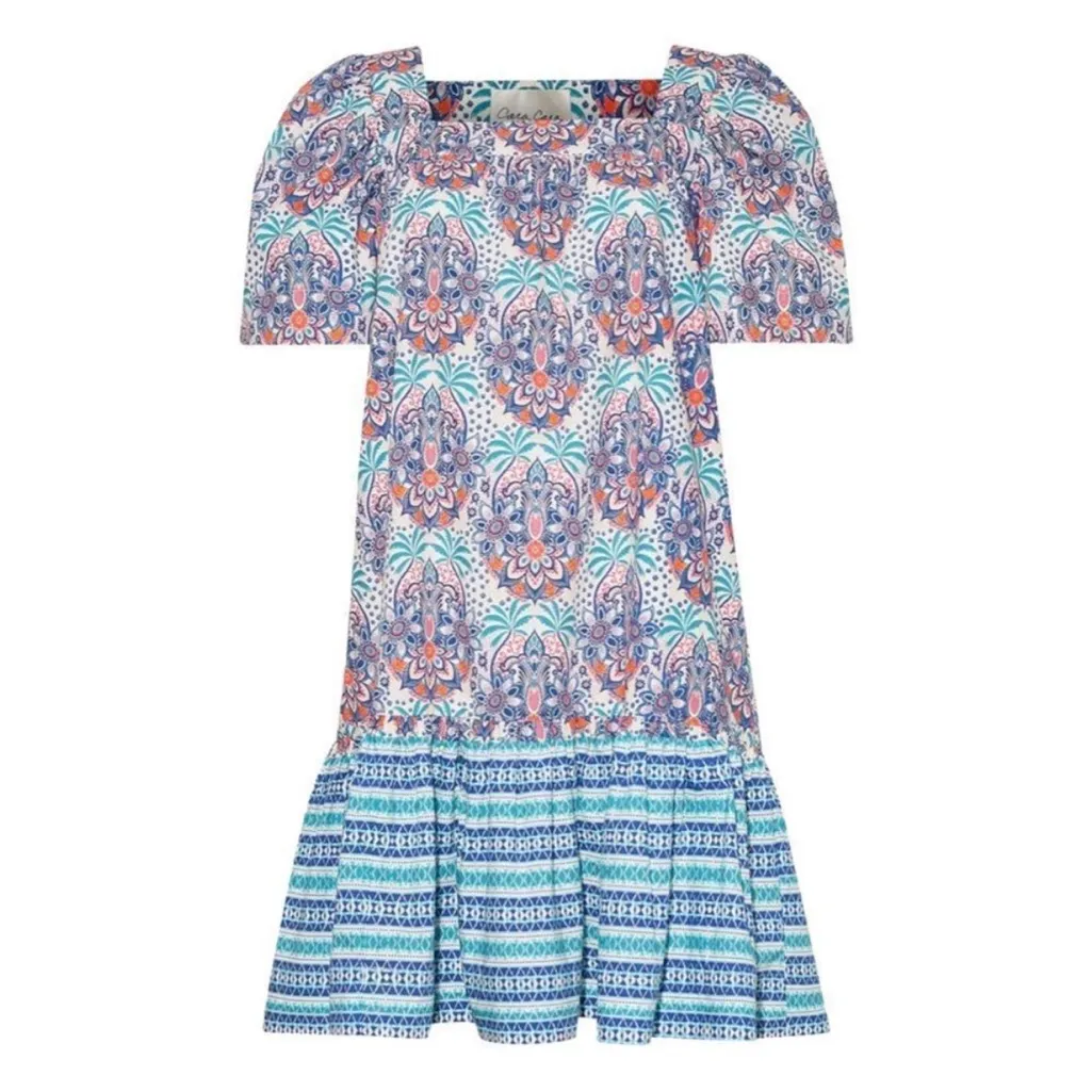 Cara Cara Janie Palm Medallion Dress Size Medium Blue - Image 2