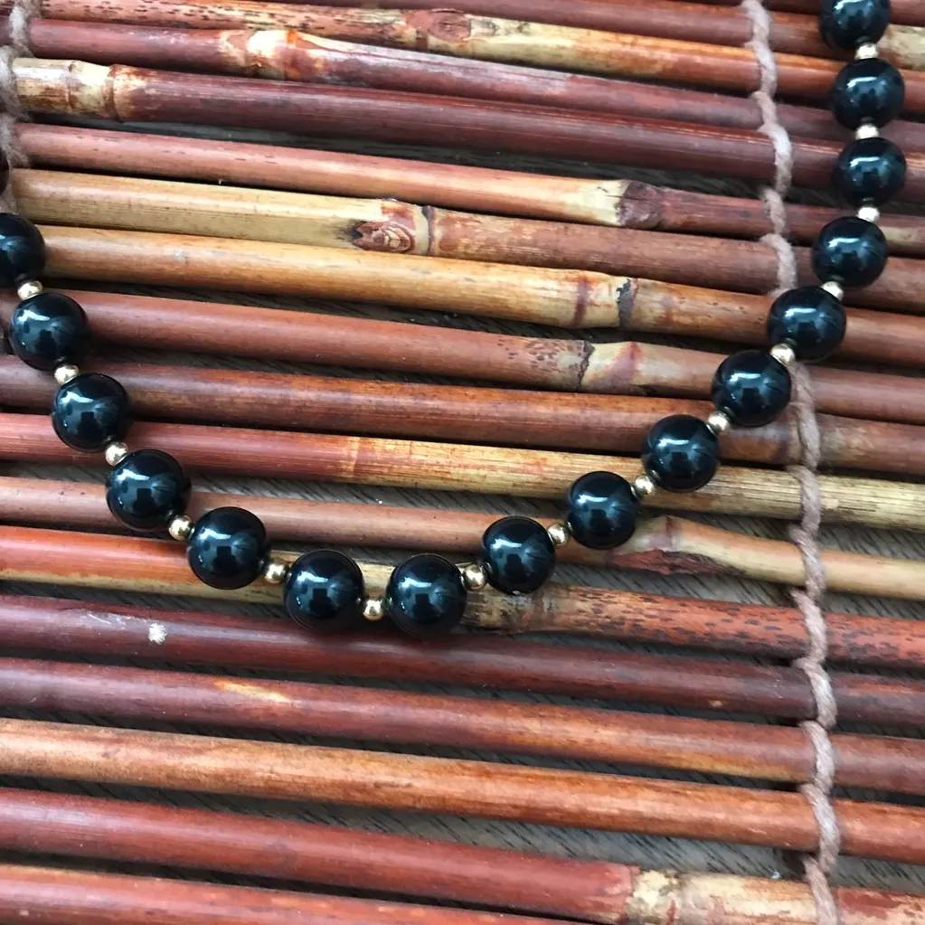 Monet Strand Blue & Gold Bead Necklace Short - Image 5