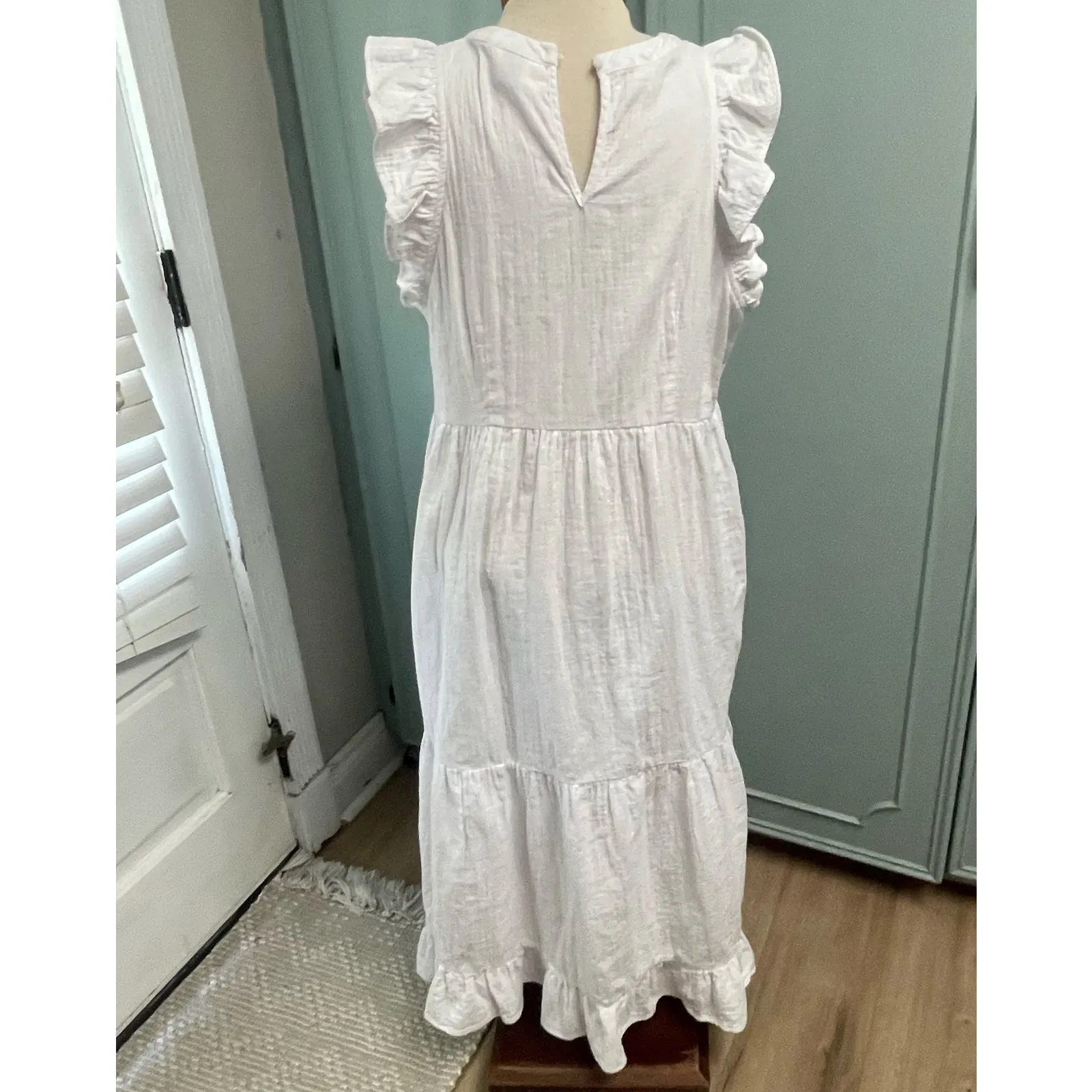 Universal Thread White Tiered Ruffle Dress Sz Large White Beach Prairie Boho - Image 2
