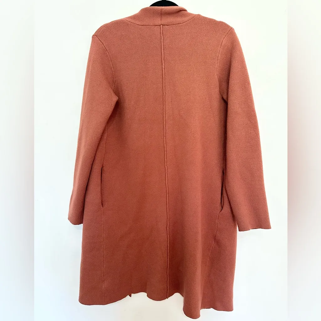 Hem & Thread Orange knit long cardigan fall open front size small transitional - Image 5