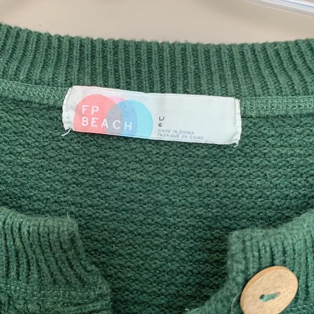 FREE PEOPLE BEACH HAILEE KNIT SWEATER GREEN LARGE - Image 2