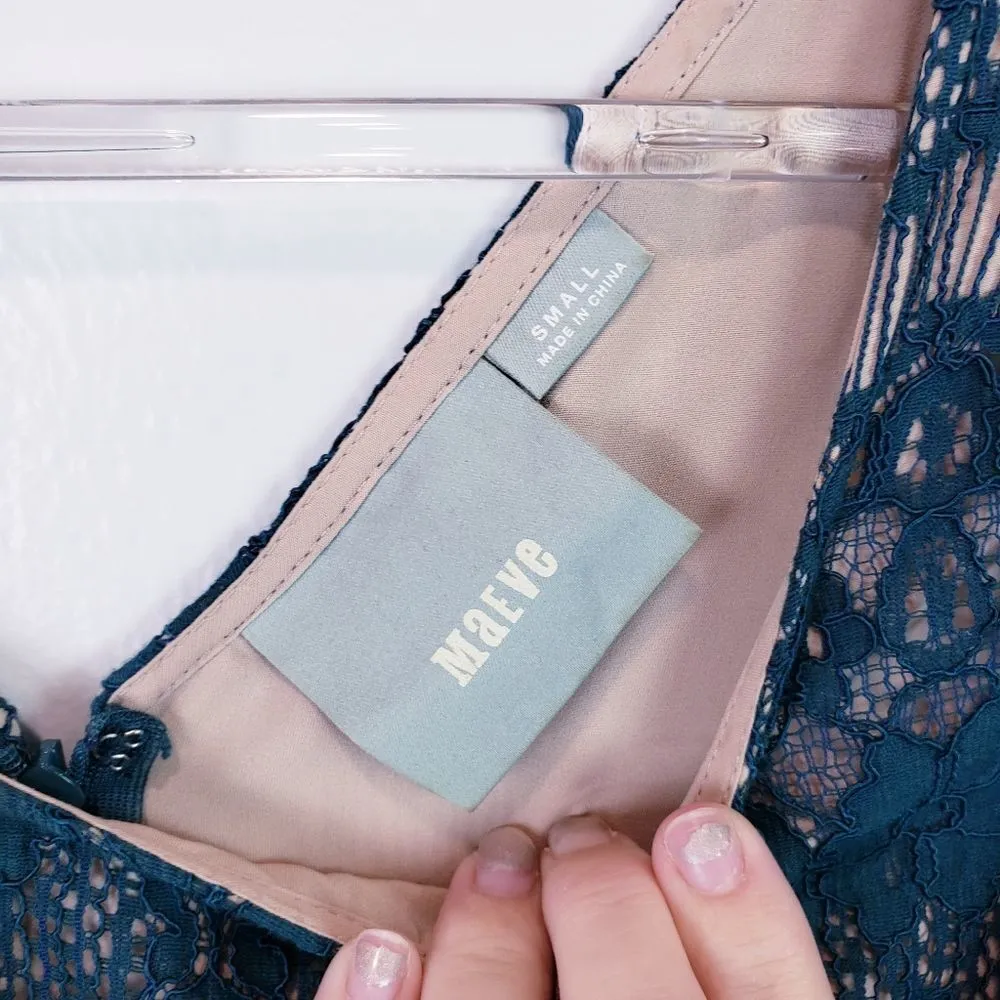 Anthropologie Maeve Emerald Green Peplum Lace Dress - Image 9