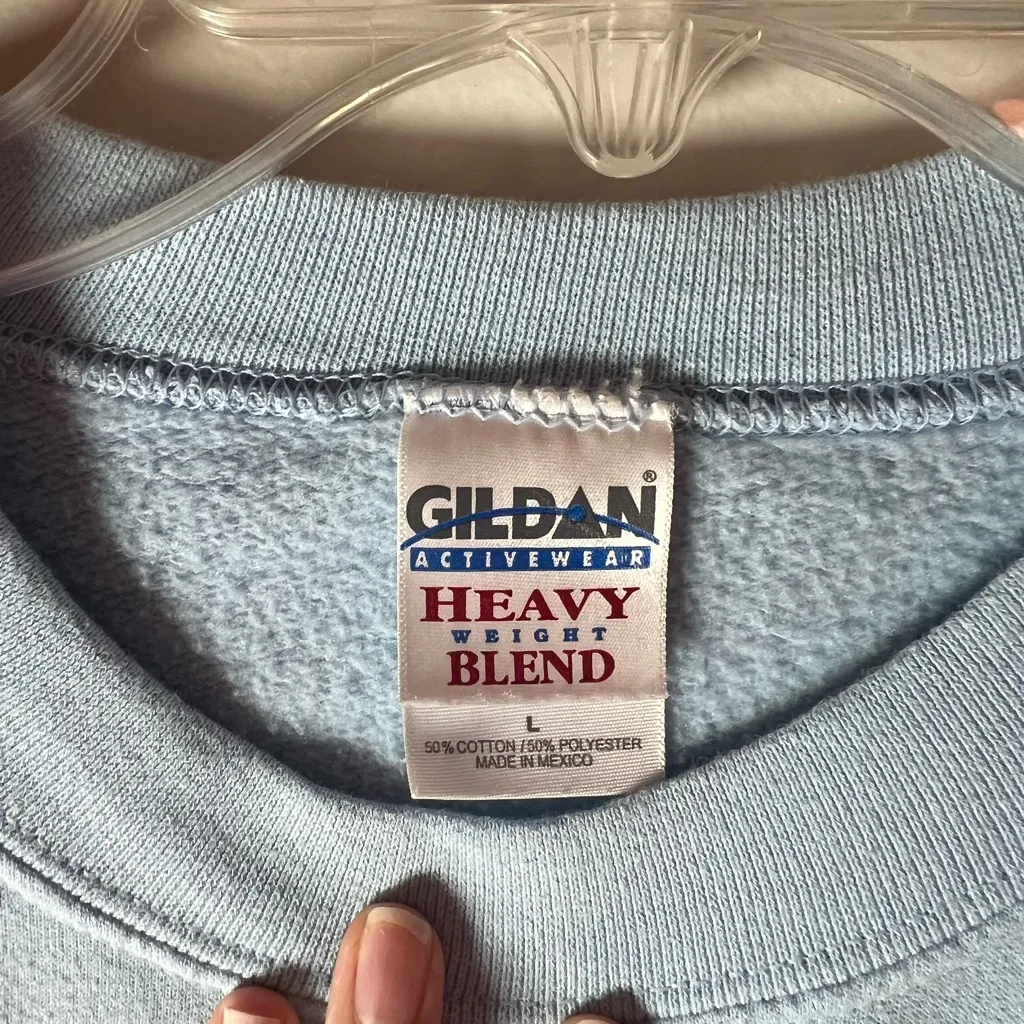 Vintage Hanes “Relax God’s In Charge” Blue Crewneck Sweatshirt Christian Size L - Image 3