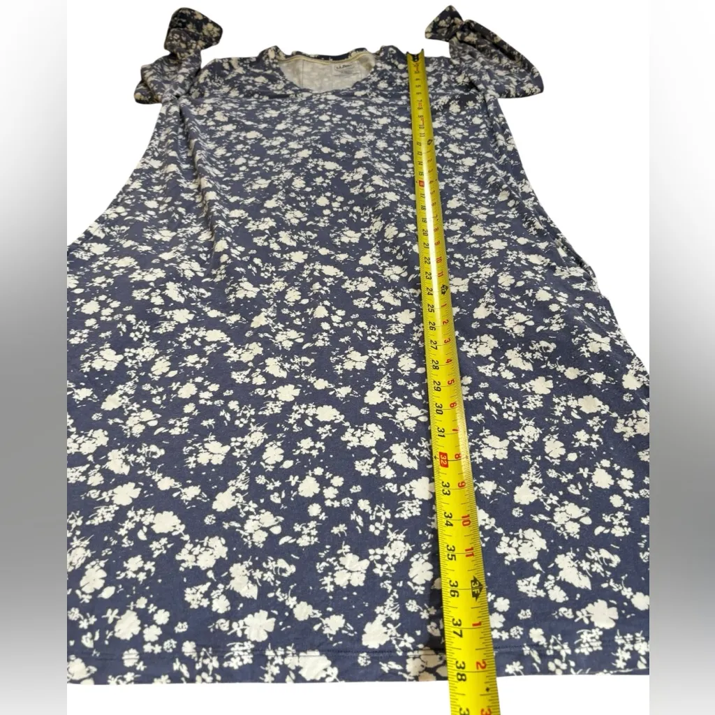 LL Bean Long Sleeve Floral Dress Organic Cotton Womens Size Medium Blue White - Image 9