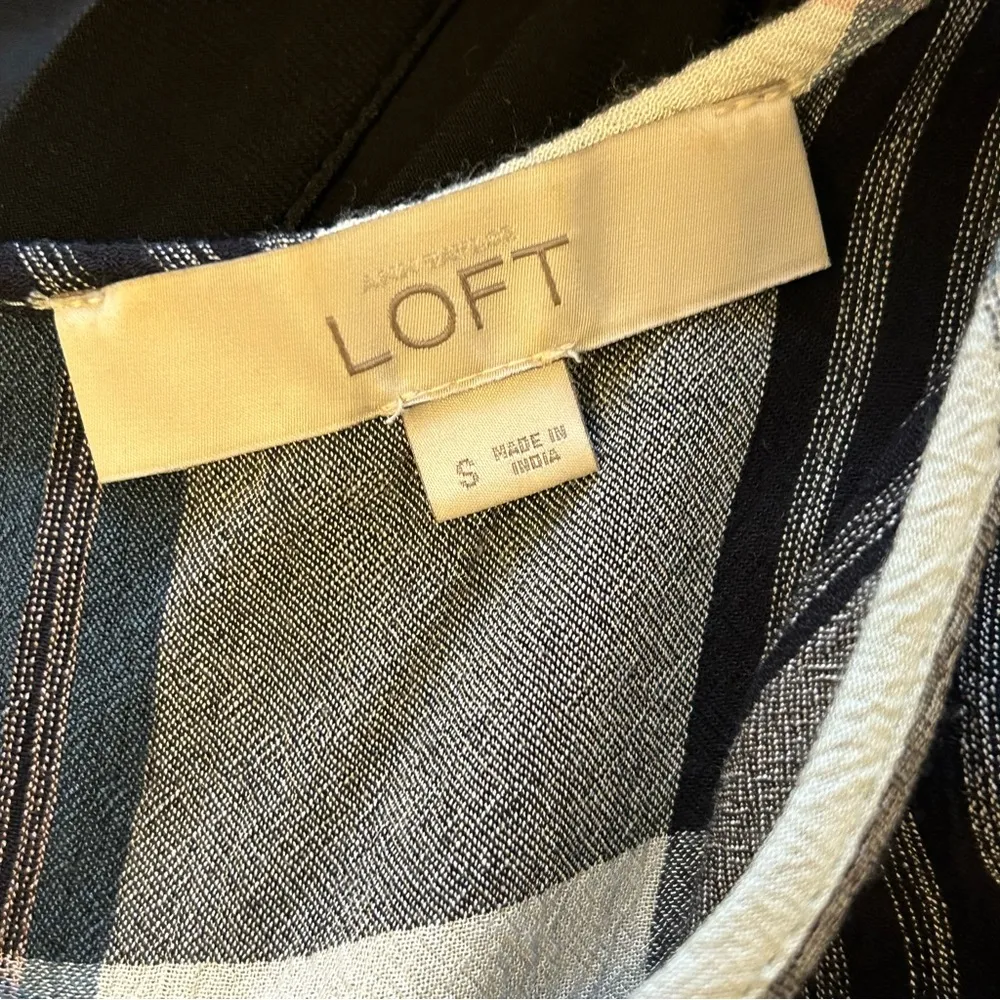 LOFT Teal Plaid Ruffle Sleeve Top Small - Image 5