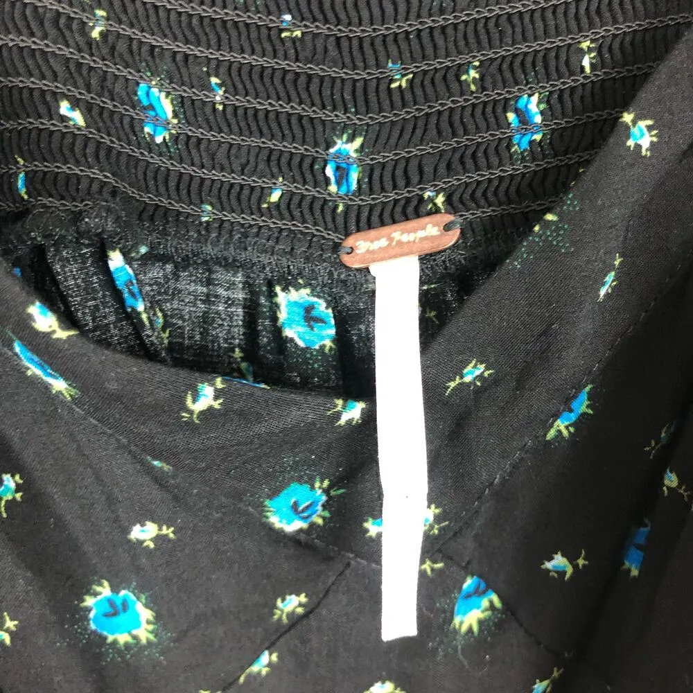 Free People Eloise Jumpsuit Size XS Black Floral Motif One Piece Wide Leg - Image 5