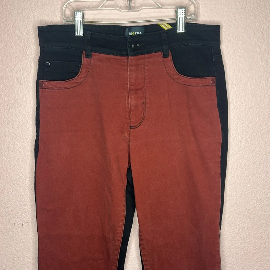 Anthropologie Maeve Colorblocked Straight Pants Dark Orange. Size 27 - Image 3