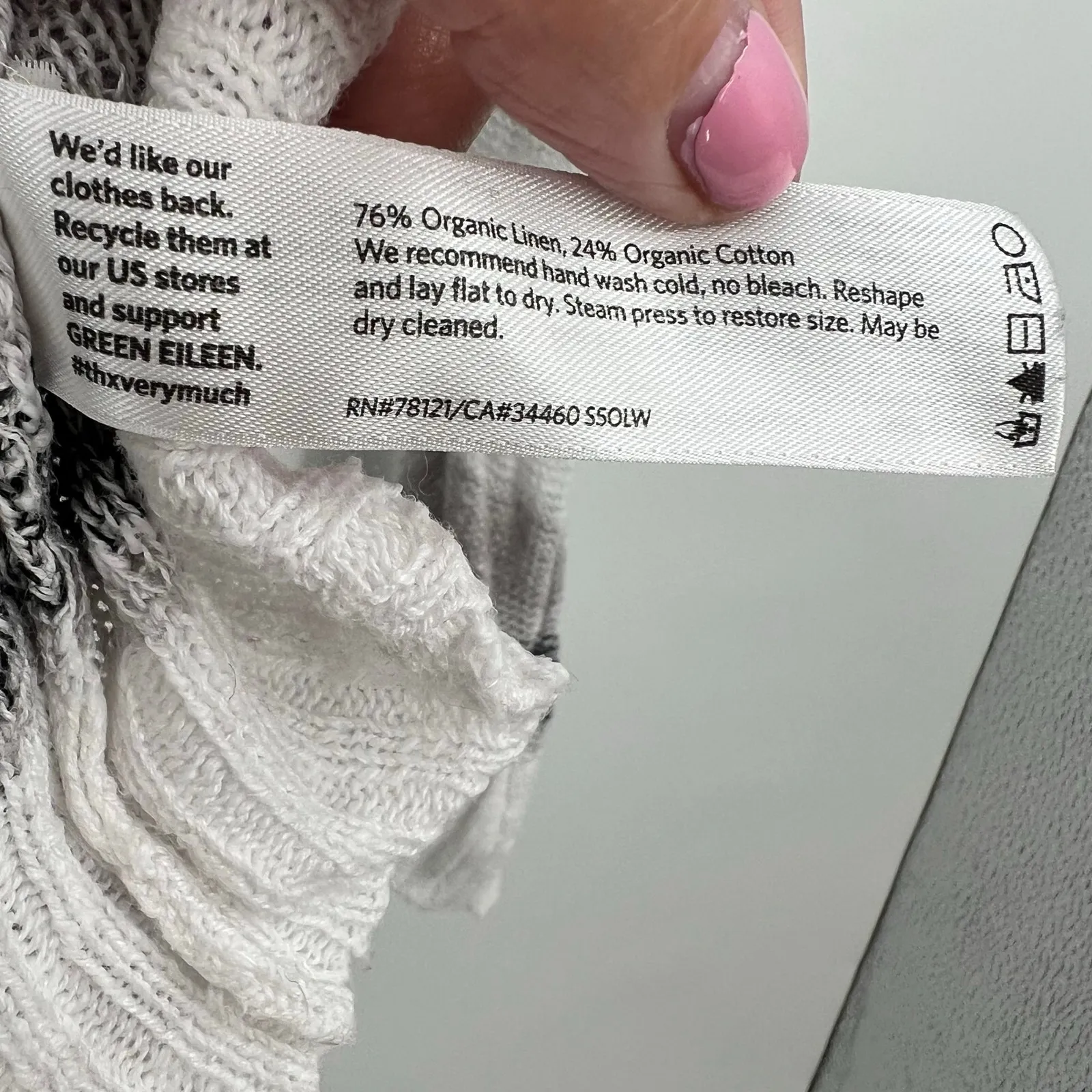 Eileen Fisher neutral color linen blend pullover open knit sweater size medium - Image 5