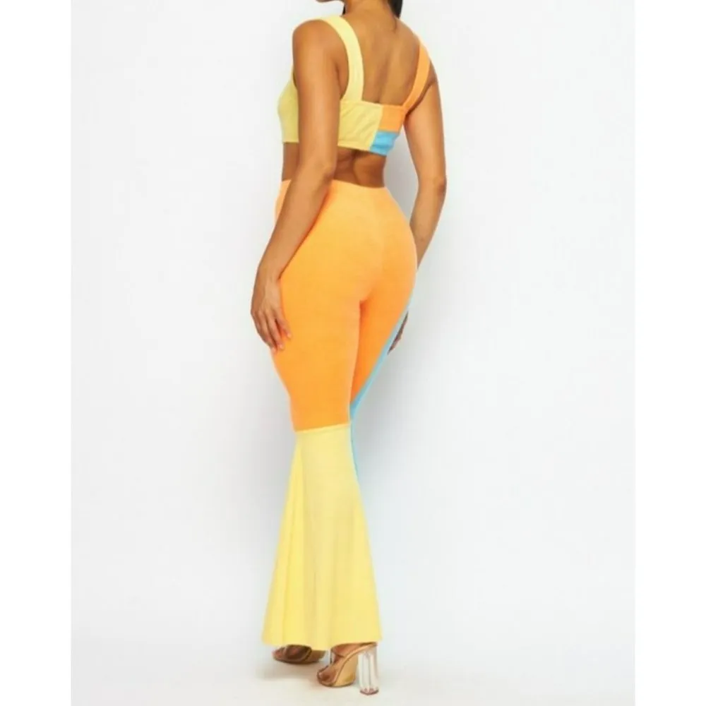 Hot & Delicious Bright Idea Terry Cloth Crop Top and Pant Set Size Small NWT - Image 4