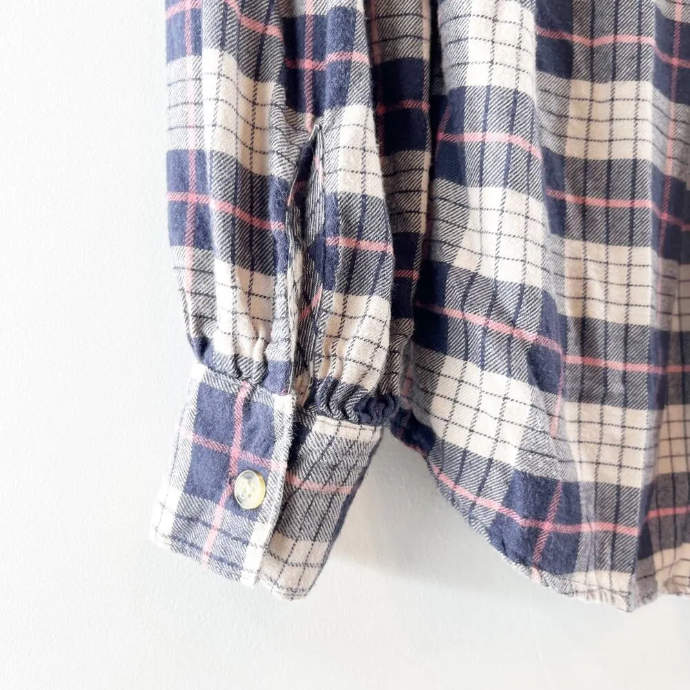 Rails Angelica Long Sleeve Plaid Flannel Button Up Shirt Almond Pink Navy Small - Image 14