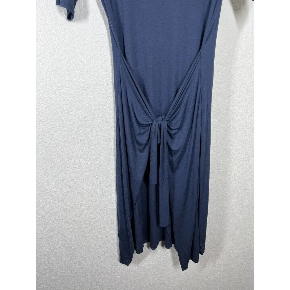 Athleta In A Twist Dress Small S Navy Midi Knot Front Soft Stretch - Image 2