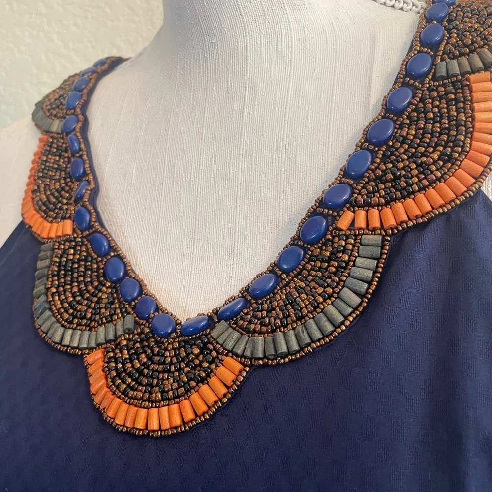 Cynthia Steffe Embellished Beaded Tierred Midi Dress Pleated Sleeveless. Size 12 - Image 10