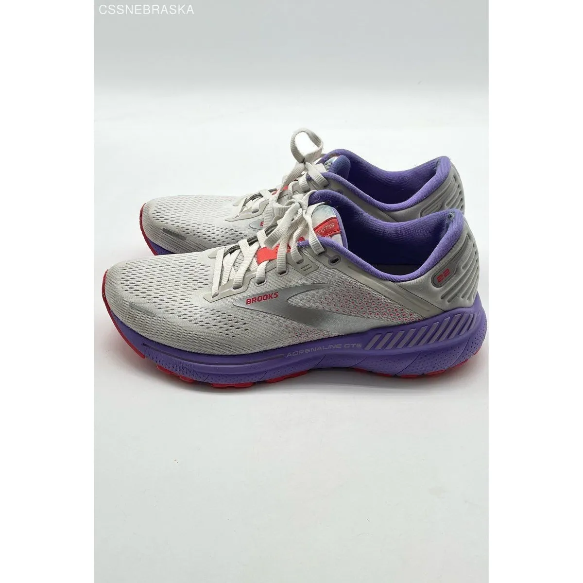 Brooks Shoes Womens Adrenaline GTS 22 Running Comfy Grey White Purple - Size 8.5 - Image 2