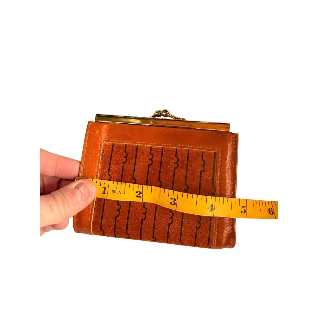 Vintage Royal K Brown Leather & Suede Wallet With Gold Clasp - Image 7