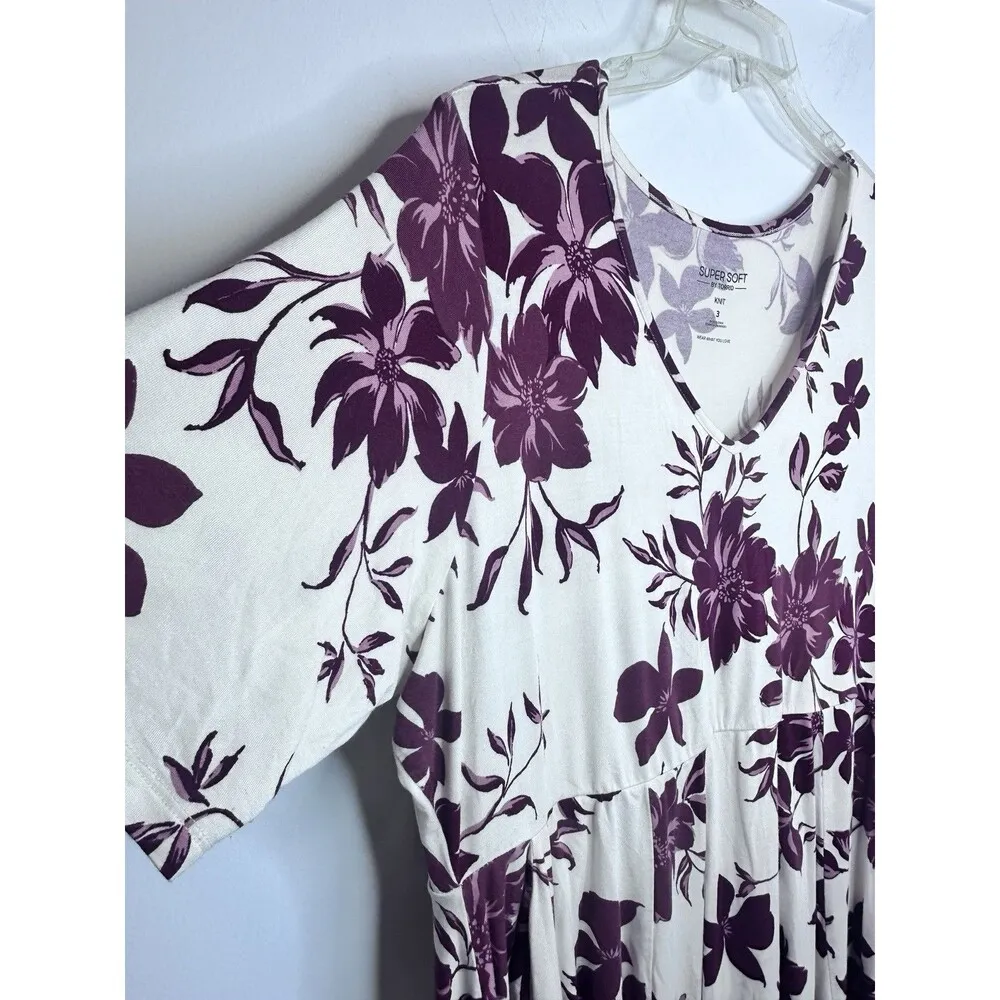 Torrid Size 3 (22/24W) Purple Flora Print Super Soft Mini Skater Dress Date Nigh - Image 8