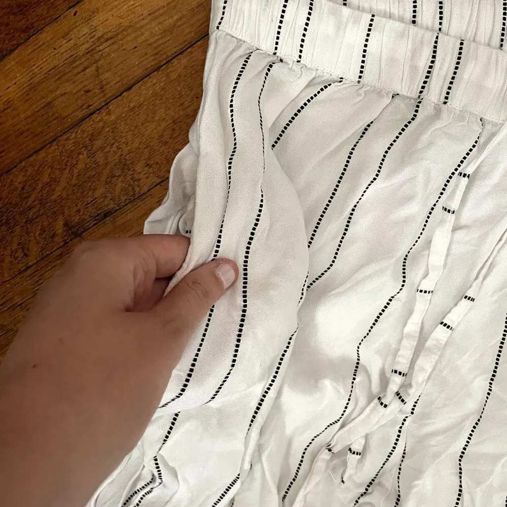 Etc black white striped casual lightweight comfortable summer trousers pants Size L - Image 2