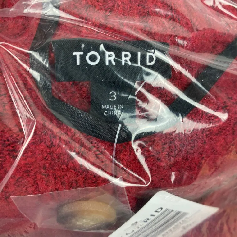 Torrid Jester Red Vegan Cashmere Boyfriend Cardigan Sweater Sz.3 NWT - Image 3