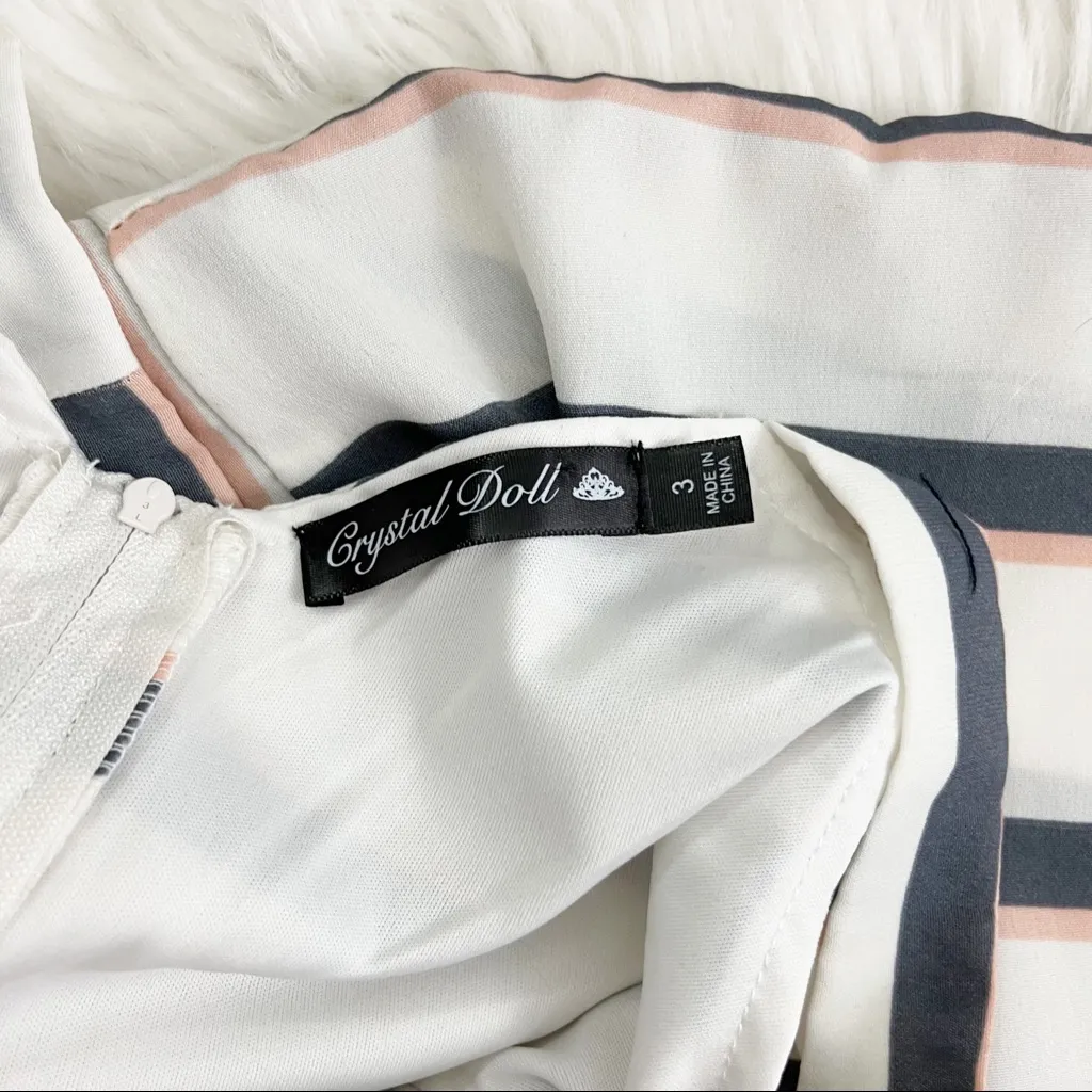 White and blue Striped belted jumpsuit - Image 8