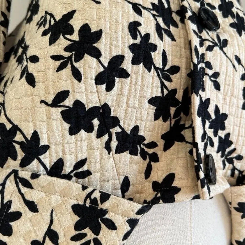 MaxMara Silk Blend Jacket Blazer Made‎ in Italy Women’s Size 8 Quilted Tan Black - Image 2