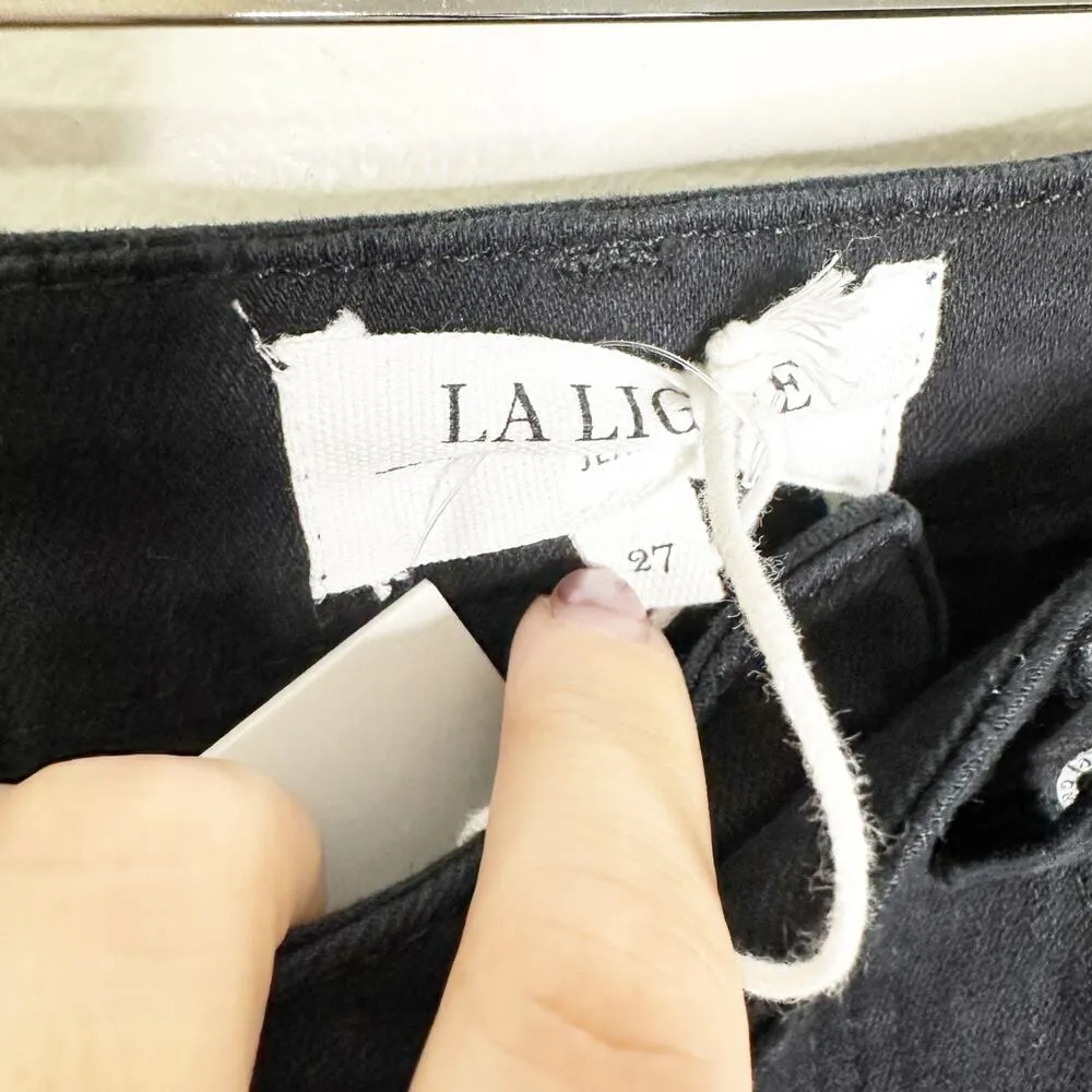 La Ligne Womens Jeans Polly Flared Leg High Rise Denim Stretch Black Size 27 NEW - Image 6