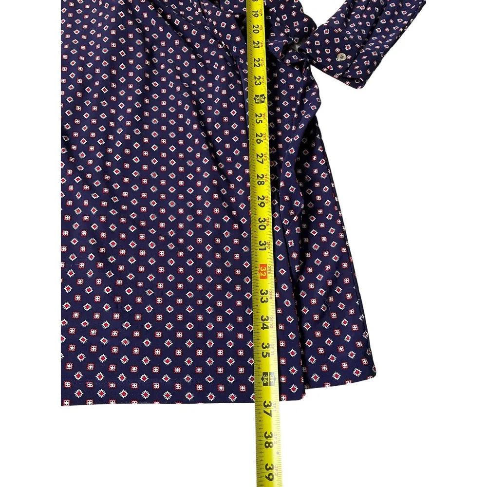 Tommy Hilfiger Blue Long Sleeve Knee Length Wrap Around Dress Size 6 | 48-30 - Image 6