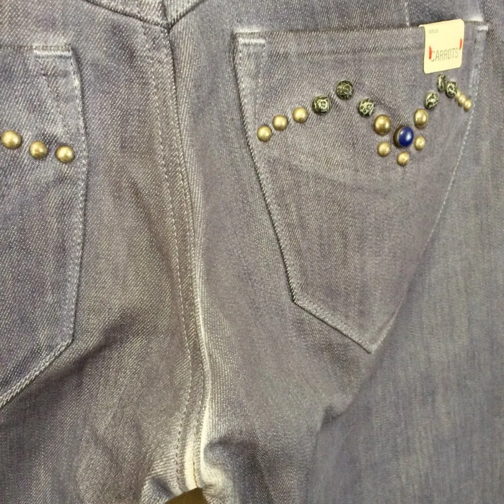 Replay women's size 28 embellished stretch comfort bull denim carrot jeans 29x32 Gray - Image 7