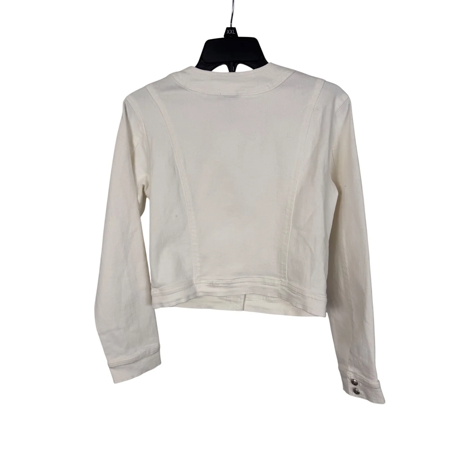 Aqua Cream Denim‎ Jacket Size 6 Cropped Collarless Button Front Pockets - Image 6