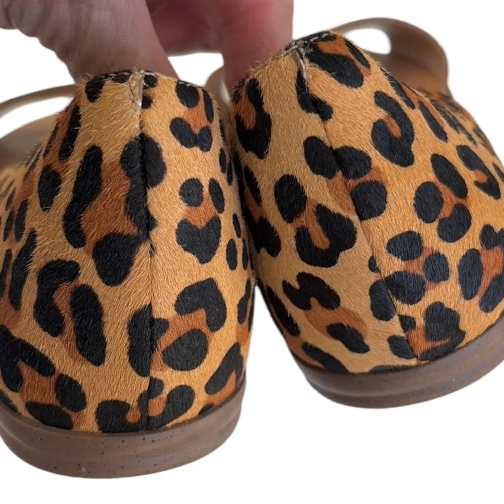 Like New J. Crew Leather and Calf Hair Sandals Animal Print Size 9 Tan - Image 7