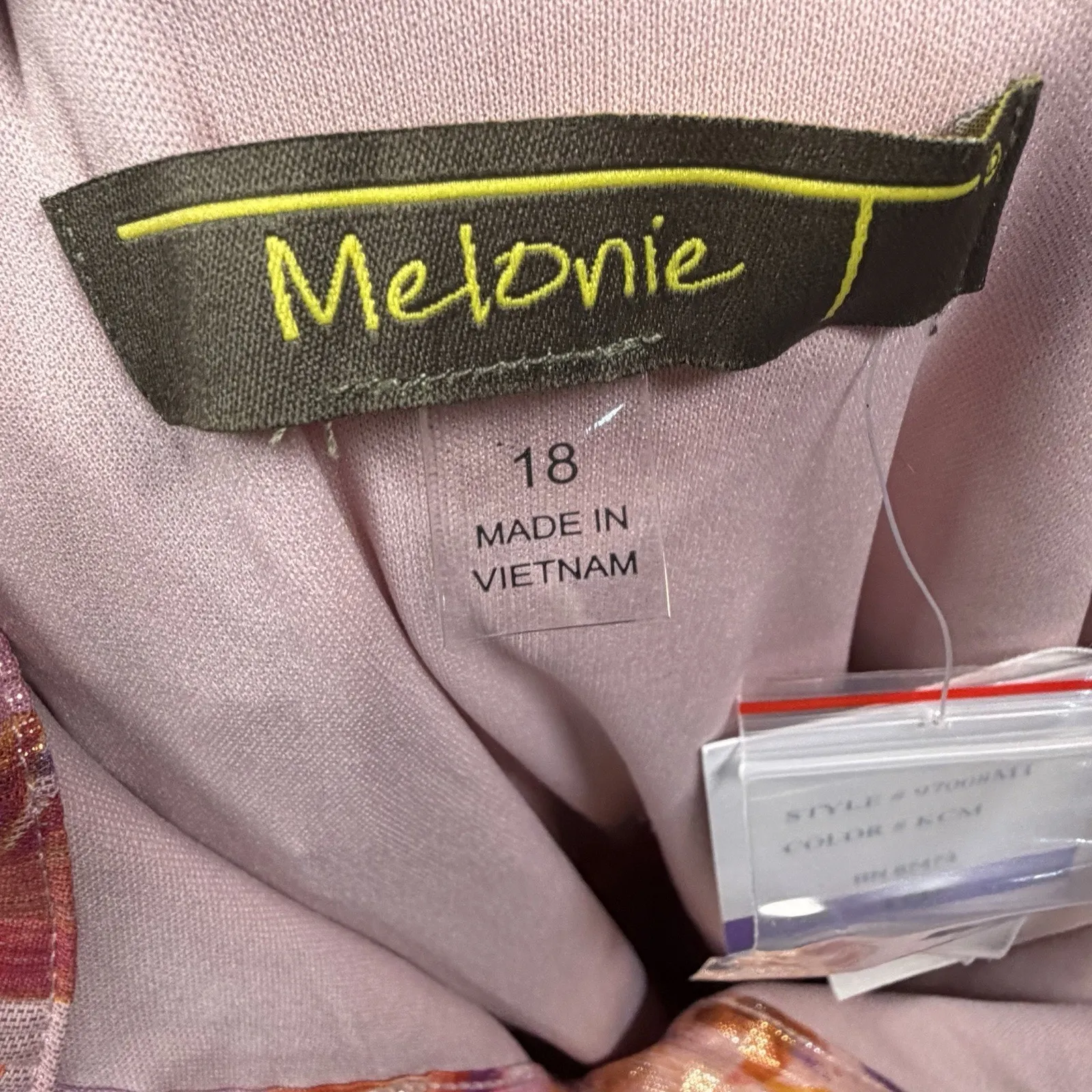 Melonie T Dress Womens Size 18 Pink Floral Button Front Midi Flutter Sleeve - Image 4