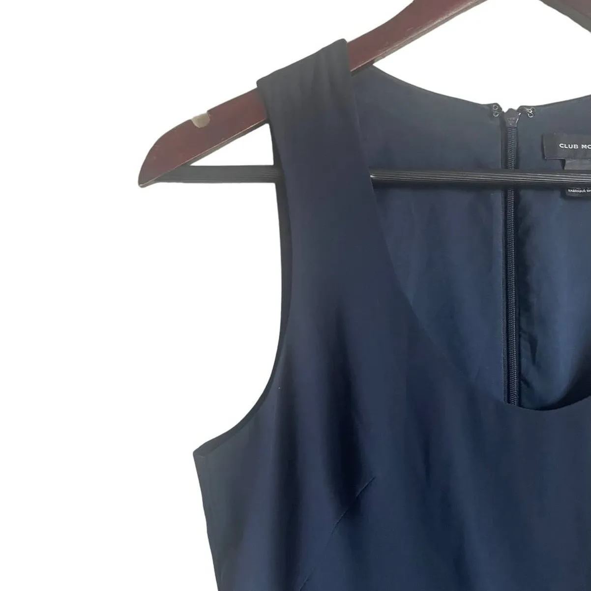 Club Monaco Women Glam Wide Leg Jumpsuit 4 Navy Pleated Architectural Minimalist - Image 9