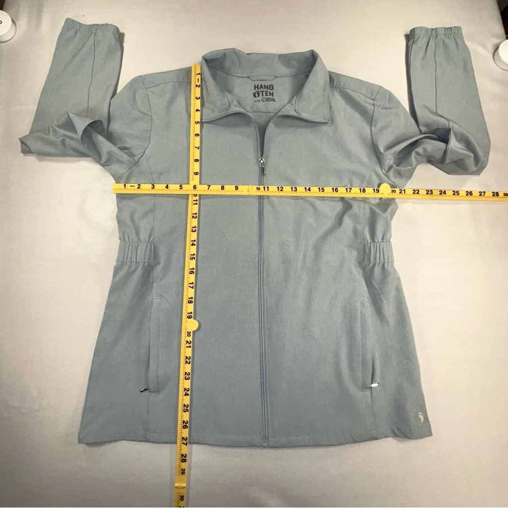 Hang Ten Jacket Women’s L Windbreaker Full-Zip Light Blue Athleisure UPF 50+ - Image 8