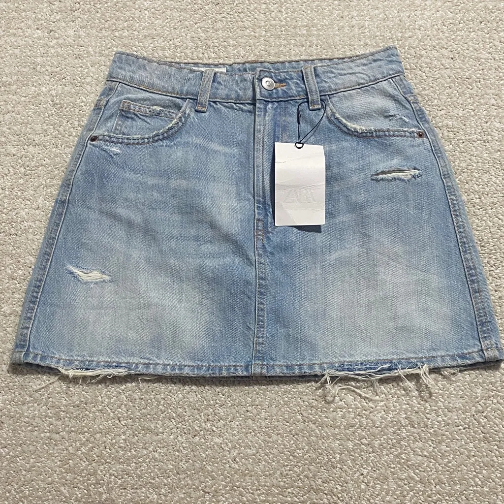 Zara Sky Blue Mini Skirt - Image 4