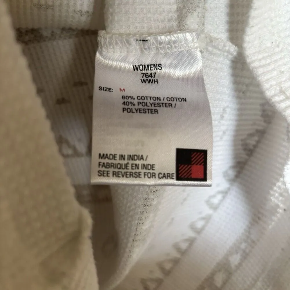 Woolrich Top Womens Medium Multicolor Boho Print Waffle Knit Long Sleeve Blouse - Image 8