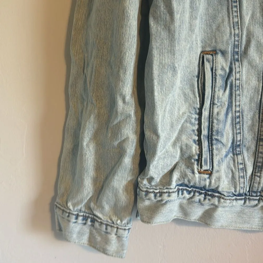 Levi's Mens Trucker Jacket Denim Pretty City Light Wash Cotton Button Up XL - Image 3