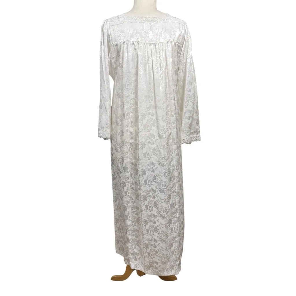 Vintage Christian Dior Lace Nightgown Floral Jacquard Sleepwear Medium - Image 5