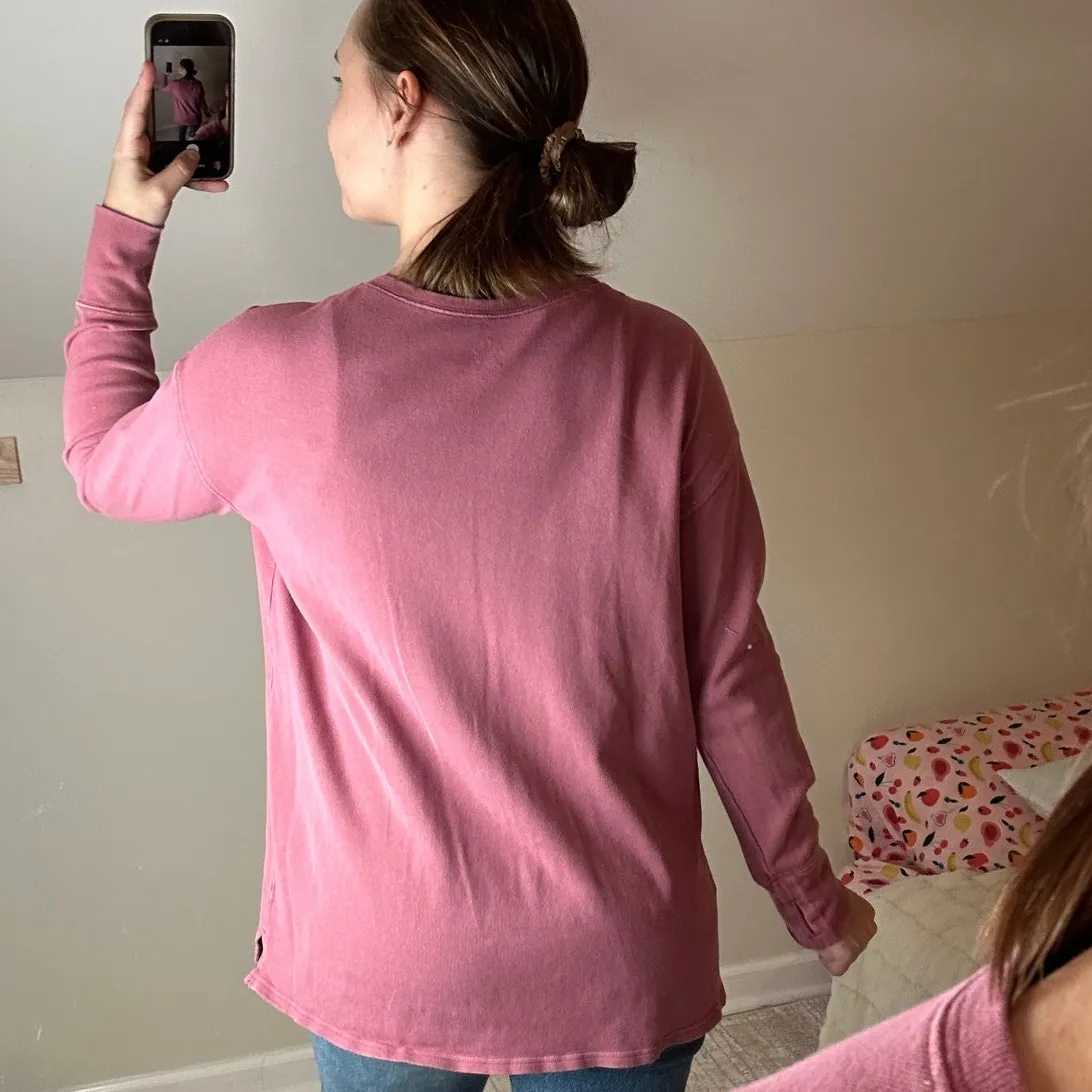 Aerie: "Up All Night Club" Dusty Red Crewneck Sweatshirt - Image 3